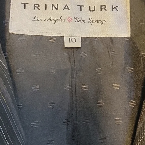Trina Turk Micro Stripe Cropped Blazer Jacket 10 RARE - Picture 3 of 4